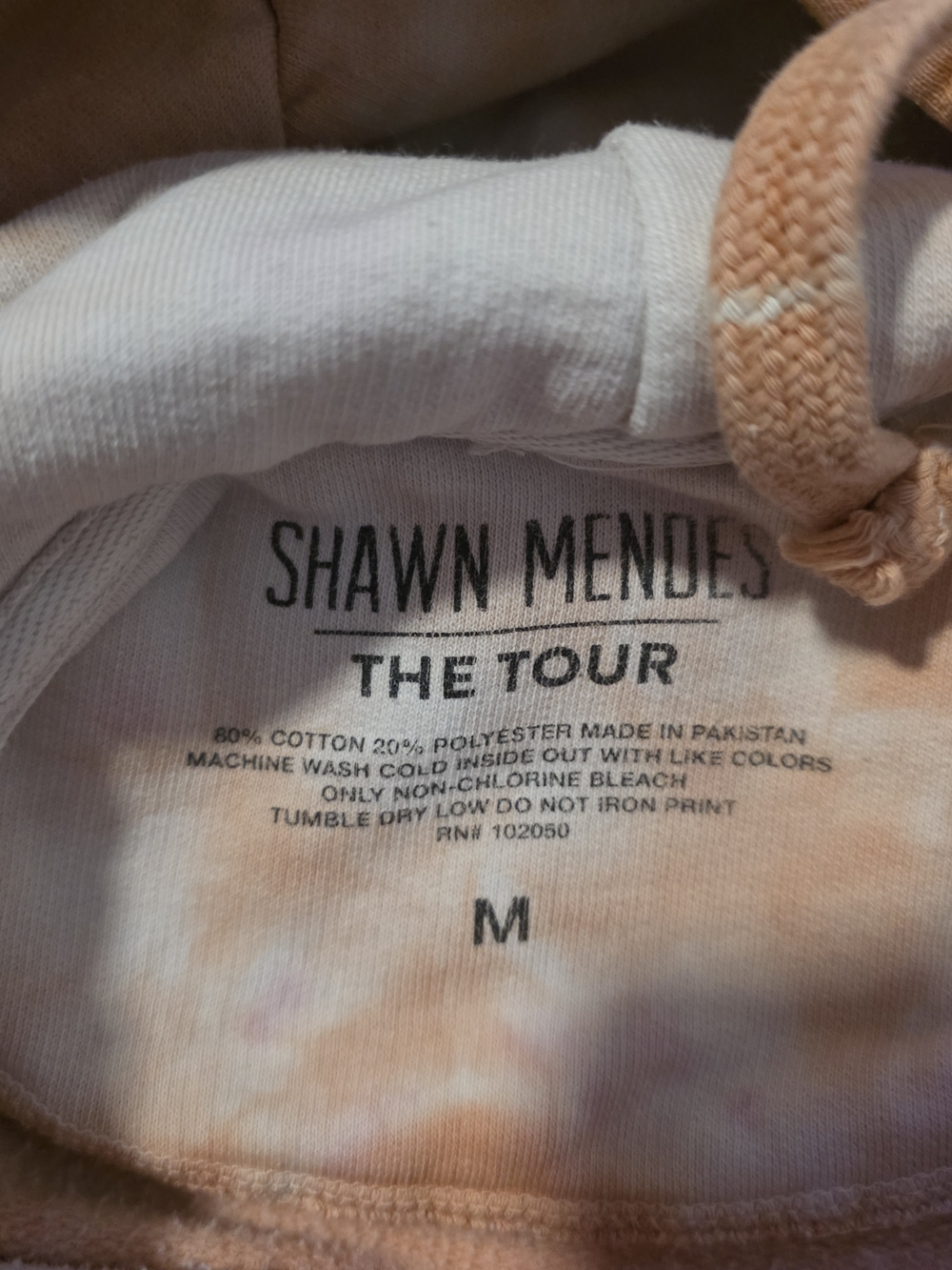 Shawn Mendes The Tour Tie Dye Hoodie Orange Graphic Pullover Size Medium - Picture 9 of 11